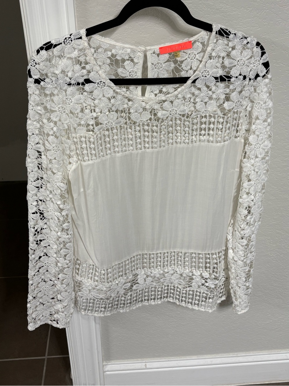 Lulumari White Crochet Lace Peasant Blouse